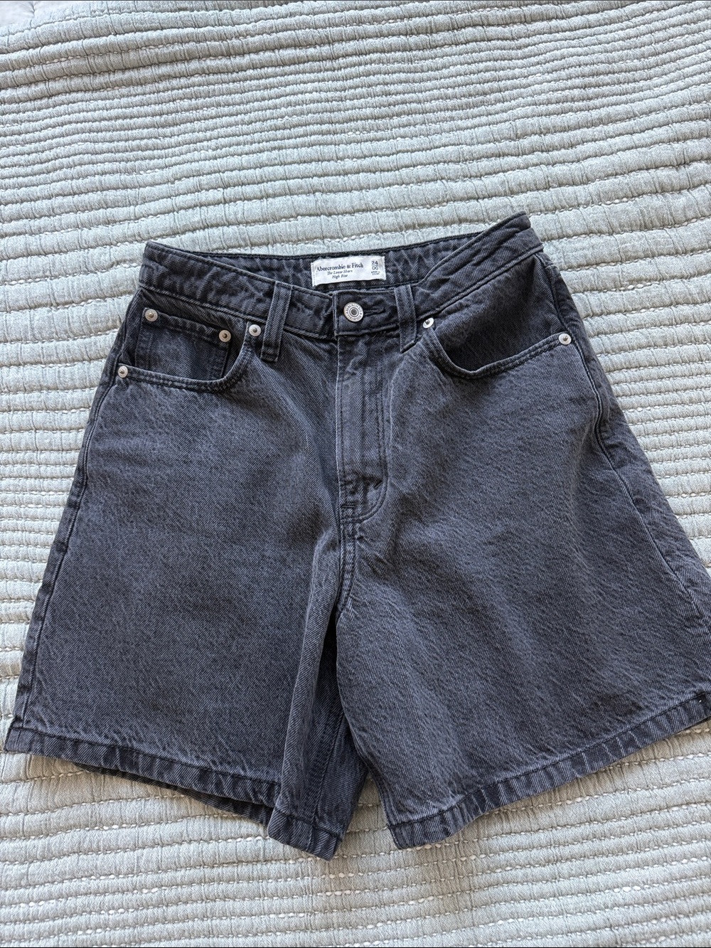 Abercrombie & Fitch Black High-Rise Denim Shorts